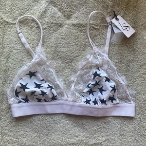 Love Stories Intimates Star Lace Bralette Bra Size 3 Sand White NWT